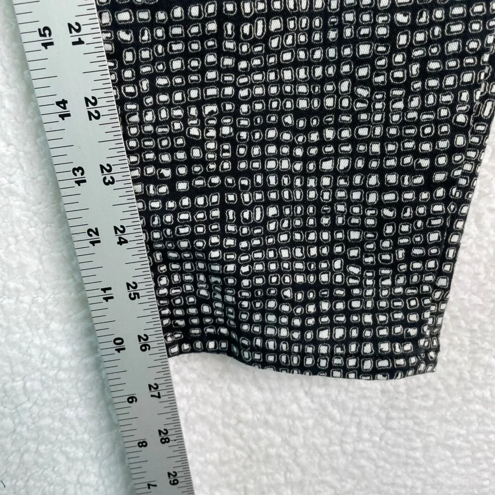 LOFT Modern Skinny Pants Black White Geometric Grid Print Size 28/6 Mid Rise